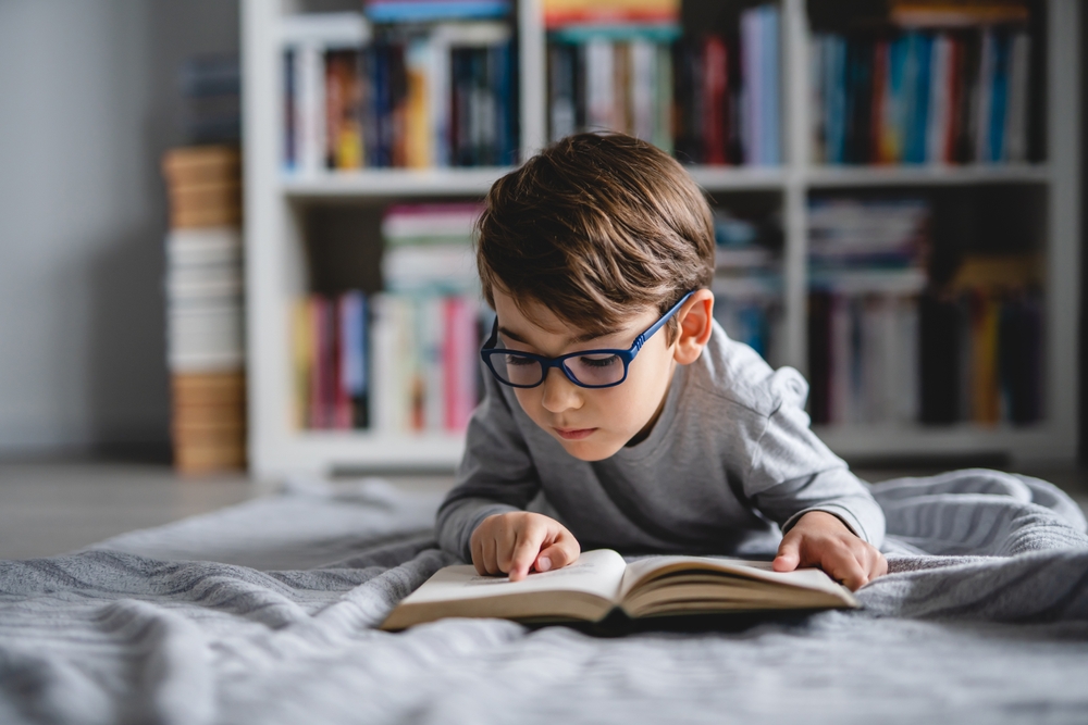 Child wearing Essilor Stellest myopia-control lenses
