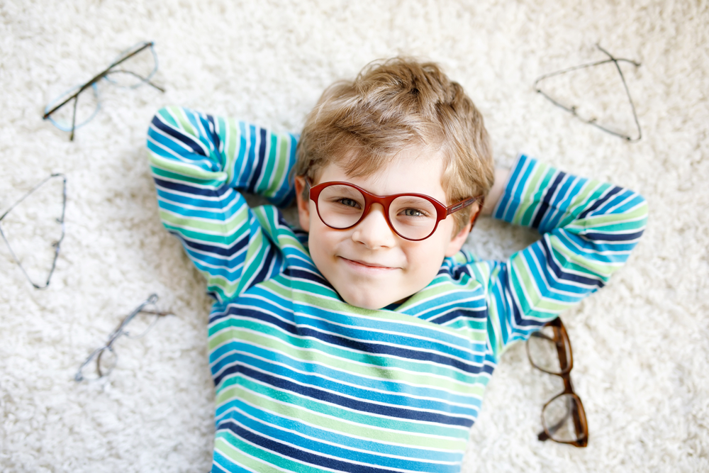 Child wearing Essilor Stellest myopia-control lenses